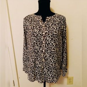 LOFT Leopard Long-sleeve Blouse